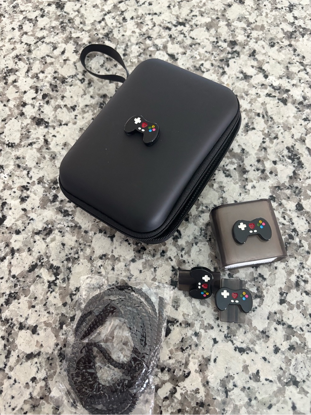 Portable Black Gaming Accessory Travel Case with Controller Pins